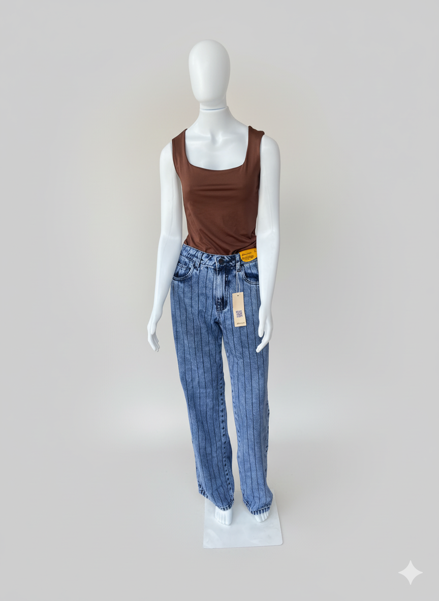 Calça Sawary Wide Leg listrada